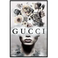 La Casa »Lady with flower hairstyle« Glasbild mit Strassapplikation 60x90 cm gerahmt