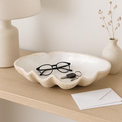 Sagebrook Home Polyresin Coastal Decorative Clam Shell Bowl with Sculptural Wavy Rim