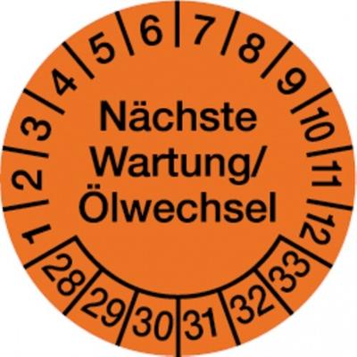 Dreifke® Prüfplakette, Wartung/Ölwechsel Ø 30mm - Bogen = 10 Pla - 30 mm Folie selbstklebend, 10 St