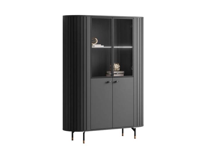 VITRINE ELODIE mit LED-Beleuchtung Schwarz
