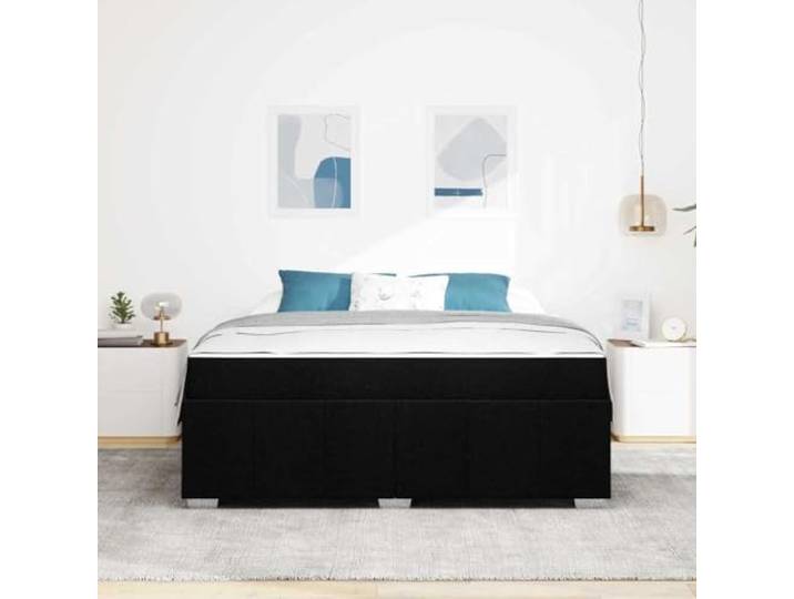 KTHLBRH Bett mit Matratze Schwarz 180 x 200 cm Stoff Lattenrost inklusive, Unterstützung 280 kg, einfache Montage, modernes Design