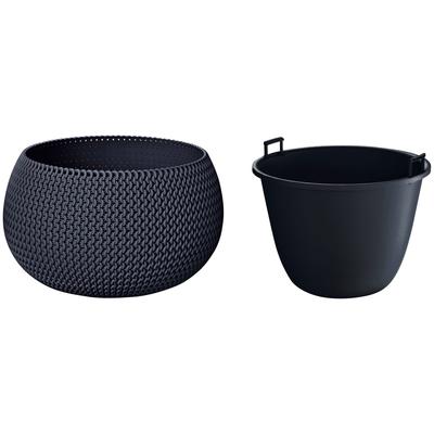 Pflanzkübel PROSPERPLAST "Splofy Bowl", grau (anthrazit), H:21cm Ø:37cm, Kunststoff, Pflanzgefäße, Pflanzkübel, ØxH: 37x21 cm