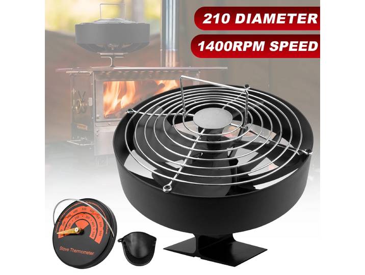 Ventilateur de poêle à 4 pales Ventilateur de cheminée alimenté par la chaleur Brûleur à bois Eco-ventilateur Ventilateur de cheminée silencieux Distribution de chaleur chaude Maison d'hiver