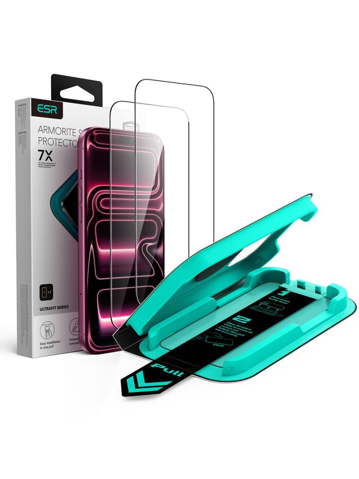 ESR UltraFit Armorite 2-Pack Tempered Glass for iPhone 18 Pro / 17 Pro - Black