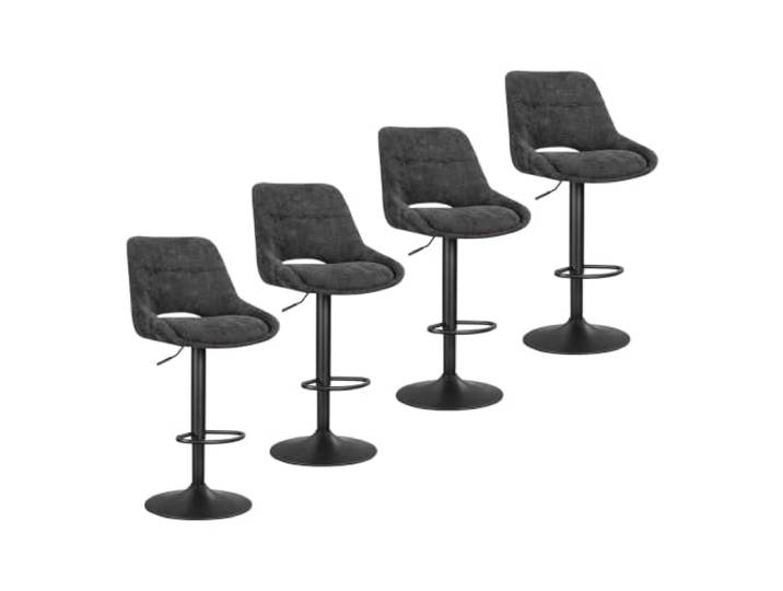 WOLTU Barhocker 4er Set, Höhenverstellbarer Barstuhl, 360° drehbar, Grau Rückenlehne mit Ausschnitt, mit Fußstütze, Sitzbezug aus Chenille, für Küche Hausbar