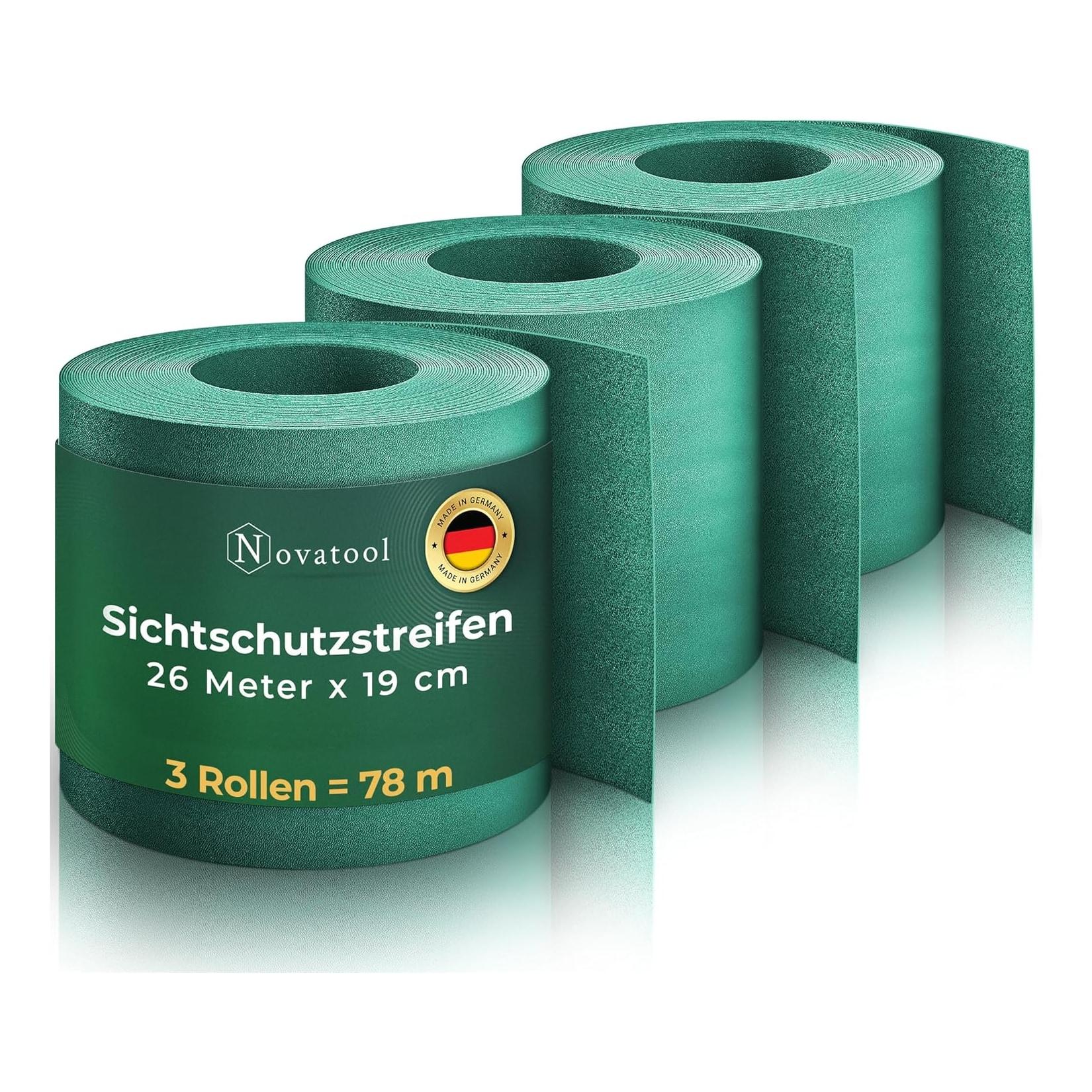 Novatool Premium PP 78m Zaunsichtschutzrollen Grün für Doppelstabmattenzaun für 30 Reihen Sichtschutzstreifen Zaun Gittermattenzaun Sichtschutzstreifen langlebig & witterungsbeständig
