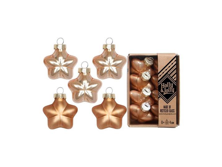 Weihnachtsbaumkugel Holly & Jolly Weihnachtskugel Stern 8 Stück , goldbraun, Ø:4cm, Weihnachtsbaumkugeln, Weihnachtsbaumkugel
