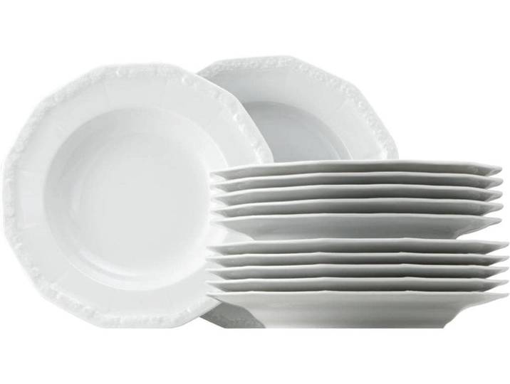 Speiseteller ROSENTHAL Tafelset Maria Weiss, 12-teilig , weiss (weiß), Porzellan, Speiseteller, Speiseteller