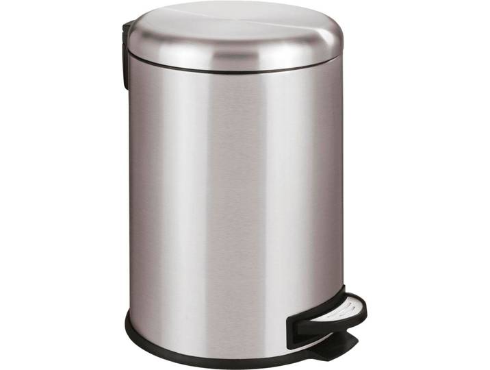 Mülleimer WENKO Leman , silber (silberfarben), B:30,5cm H:44cm T:37,5cm, Edelstahl, Mülleimer, Mülleimer, 20 Liter Fassungsvermögen