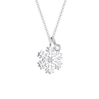 Silberkette ELLI "Halskette Schneeflocke Topas Weiß 925 Sterling Silber" Gr. 45, silber, Halsketten, Damen, mit Stein, Silber 925 (Sterlingsilber), Silberkette