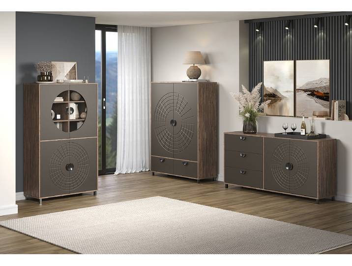Highboard Fusion 120 x 163 x 42cm Braun/Grau