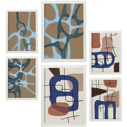 POSTER Set Mit 6 Mollify Striche A3 & A4 Weißer Rahmen