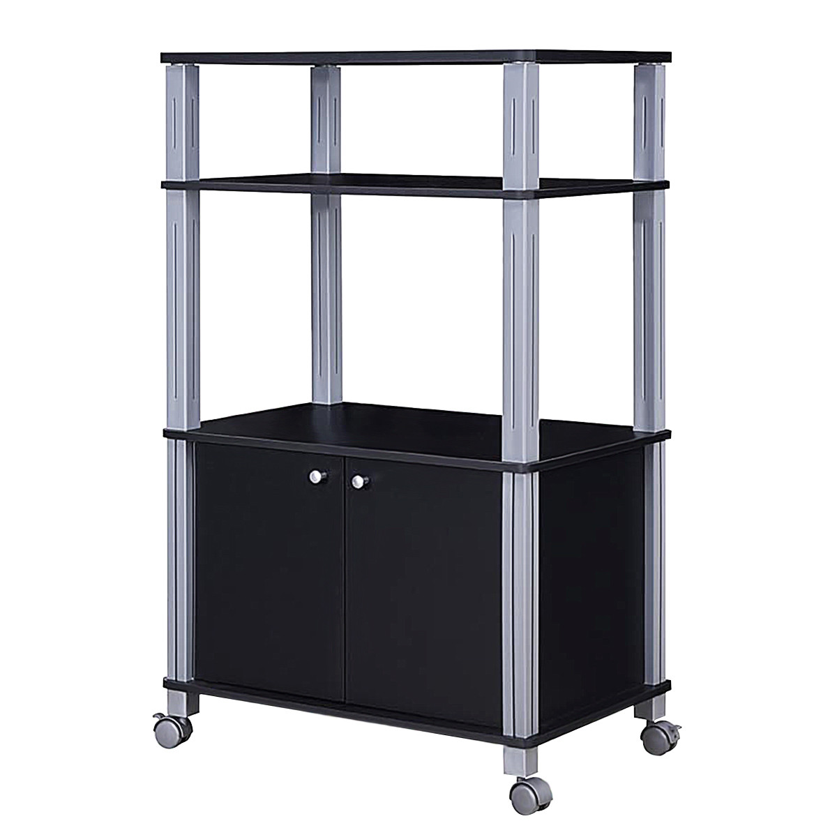 Costway Keukenrolley met wielen en magnetronplank, zwart