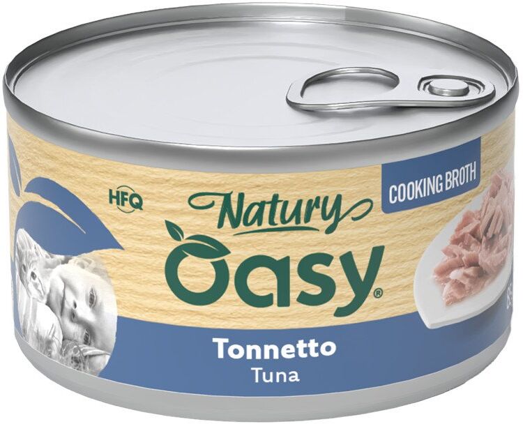 85 gr Oasy Natury Sfilaccetti di Pesce in Brodo di Cottura Alimento Completo Cibo Umido per Gatti Adulti Gusto Tonnetto
