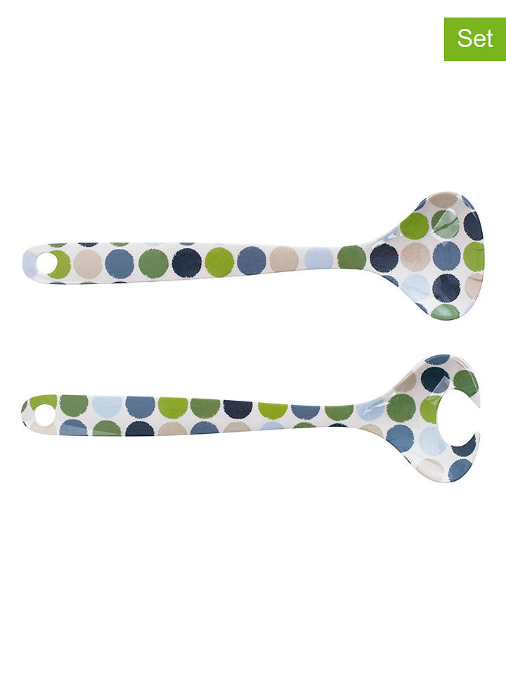 Overbeck and Friends 2er-Set: Salatbesteck "Niki" in Grün/ Blau - (L)26,5 cm - onesize