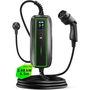 Green-Cell Elektroauto-Ladekabel PowerCable, IP66, 5,5 m, Schuko zu Typ 2, 1-phasig, mit Ladegerät, 16 A, 3,6 kW