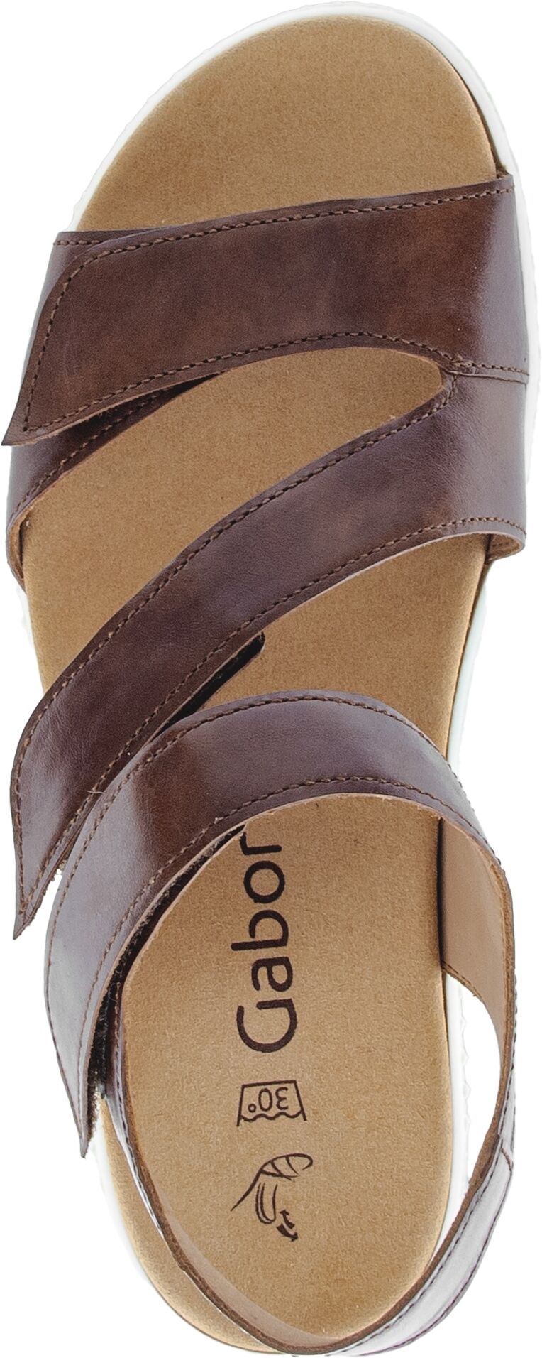 Riemchensandale GABOR, Damen, Gr. 42, braun (nussbraun), Kalbsleder, Schuhe Riemchensandale, Plateau, Bequemschuh, Sandalette, Sommerschuh mit Ziernähten nussbraun 42