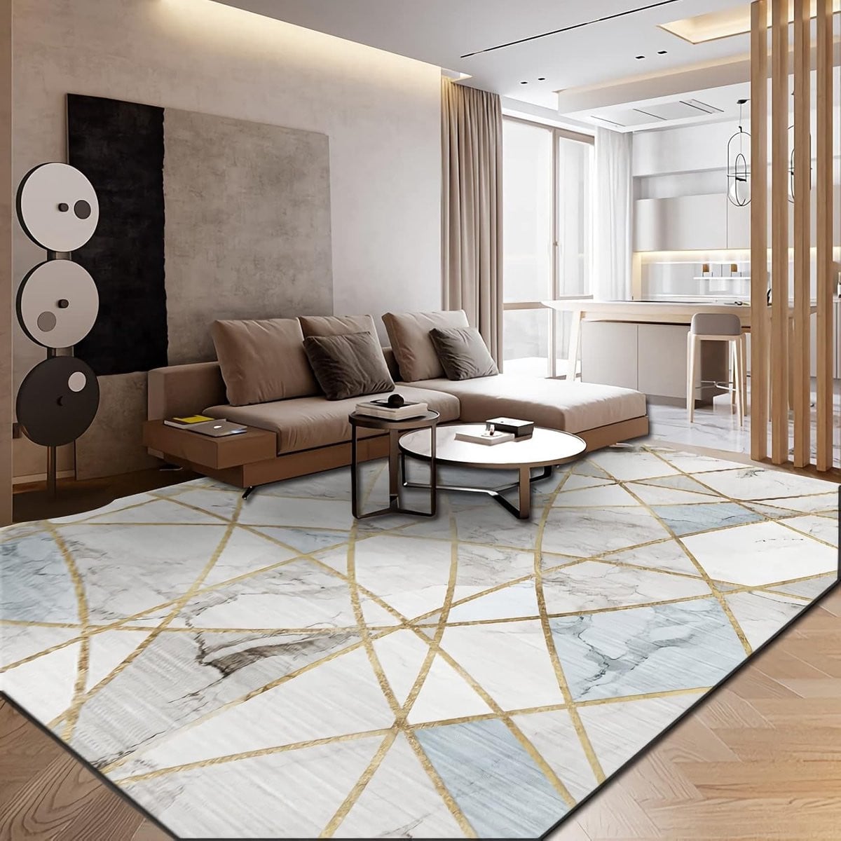 Geel Kinder Vloerkleed voor Slaapkamer en Gaming Kamer - Abstract Modern Tapijt - 60 x 120 cm