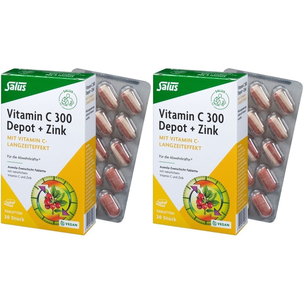 Vitamin C 300 Depot+Zink Tabletten Salus 2x 2x30 St