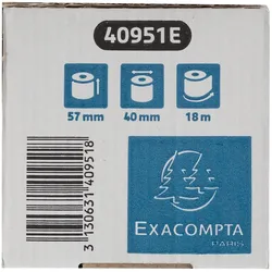 Exacompta 40951E 120x Thermorolle 52g 57x40mm, für Kartenbelege, Safe Contact - Weiß