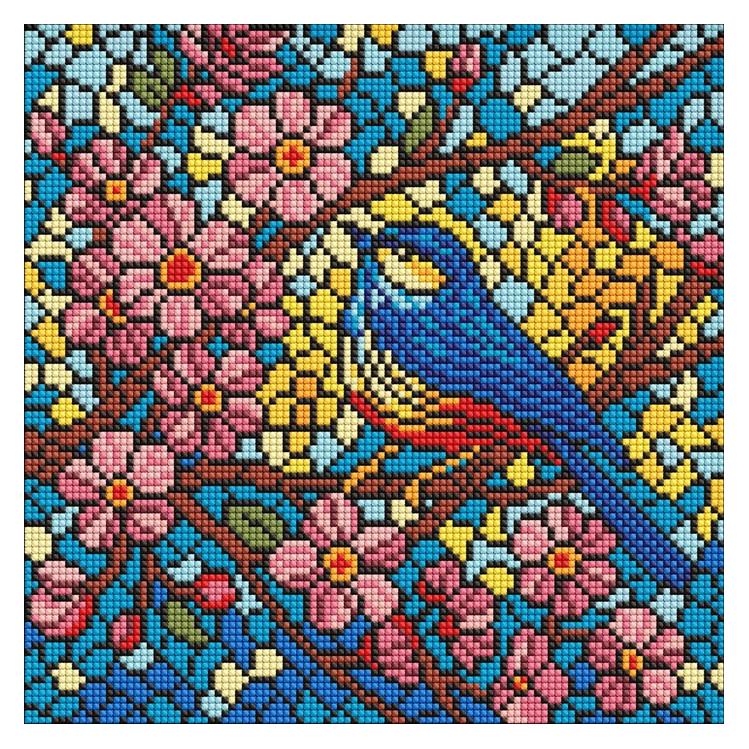 Ideyka Diamond Painting - Buntglasfenster - Meise 30 x 30 cm (AMO8326)