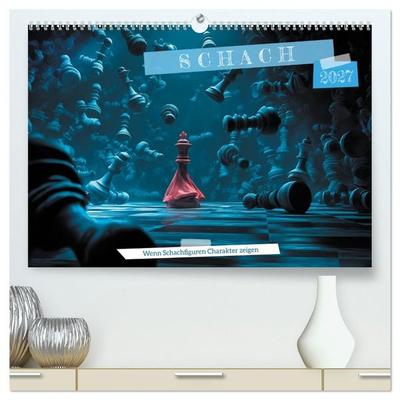 Schach – Wenn Schachfiguren Charakter zeigen (hochwertiger Premium Wandkalender 2027 DIN A2 quer), Kunstdruck in Hochglanz