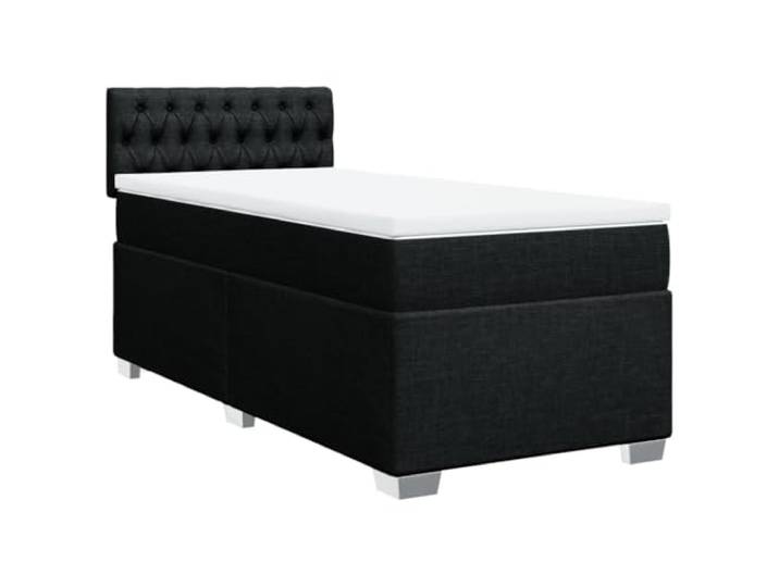 Makastle Boxspringbett mit Matratze Schwarz 90x200 cm 100% Polyester Stoff