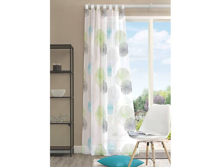 Übergardine mit Schlaufen oder Universalschienenband, Grün-Petrol, Größe 436 (H225xB140 cm), Schlaufen