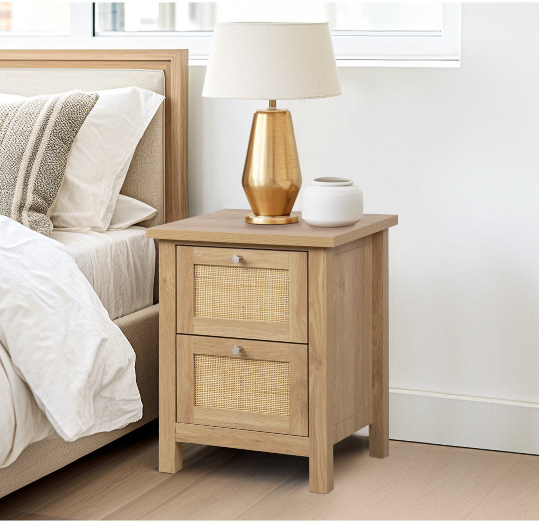 Alpen Home Ludden 48 cm W Bedside Table Beige 61cm H X 48cm W X 40cm D