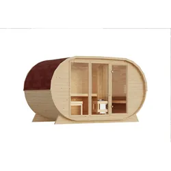 Karibu Saunahaus Fasssauna breit mit Klarglastür - 38 mm 11 kW Ofen inkl. Steuergerät (finnisch) inkl. gratis Zubehörpaket im Wert von 126,96€