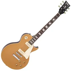 Vintage V100GT Gold Top elektrische gitaar (E-Gitarre, Mahagoni), Gitarre, Gold
