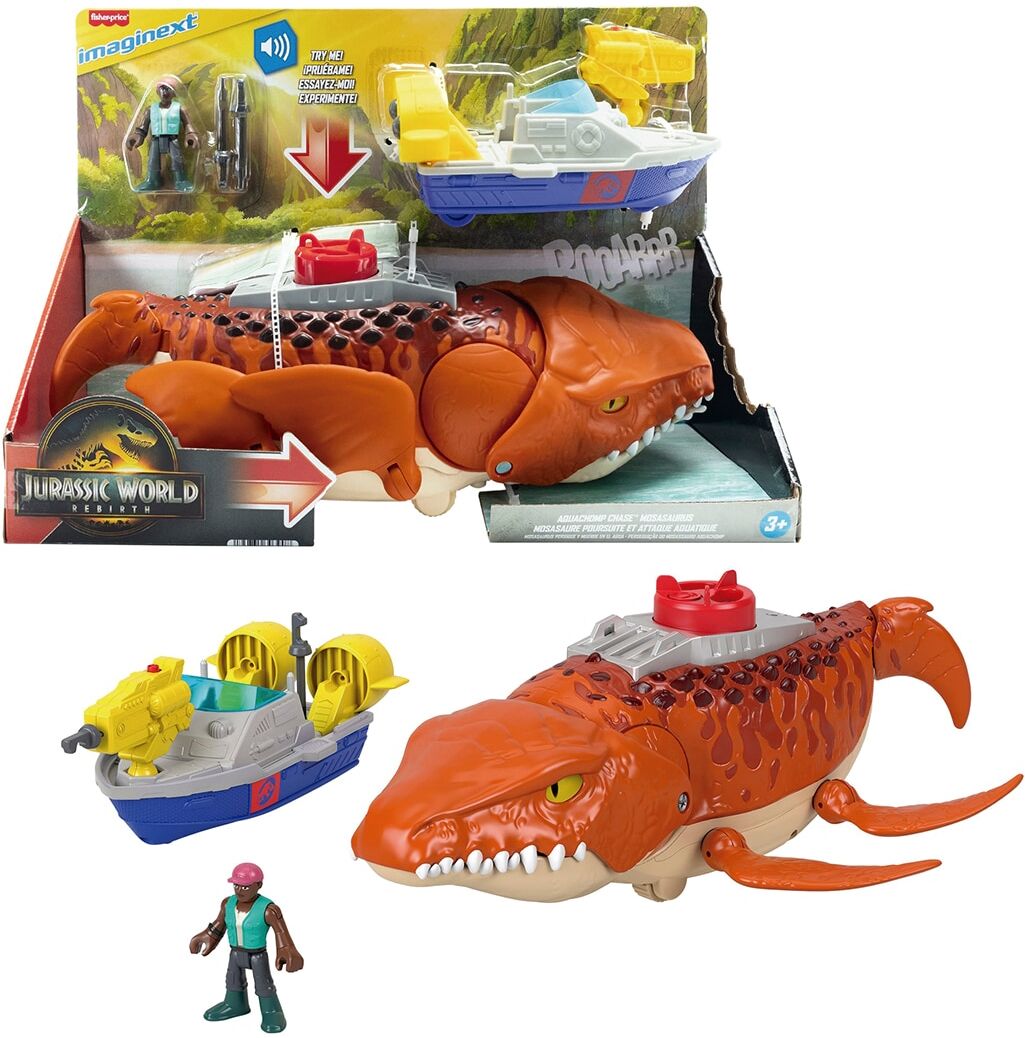 Imaginext Juguete Mosasaurus caza y atrapa Dinosaurio Jurassic World Fisher-Price.