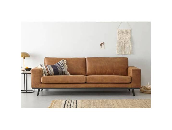 NOUS Living leren 3-zitsbank Torino - cognac