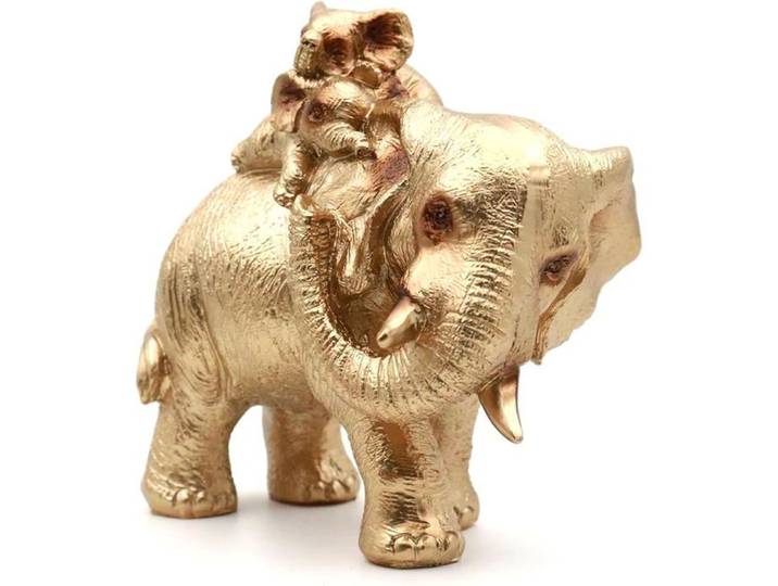 Elephant Elephant Décoration Cadeau Maman Mère Eléphant Portant Deux Eléphanteaux Objet Décorations Modernes Or1