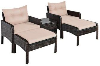 Costway 5 Pcs Patio Rattan Wicker Sofa Furniture Set