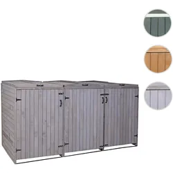 XL 3er-/6er-Mülltonnenverkleidung HWC-H74, Mülltonnenbox, erweiterbar 126x238x98cm Holz FSC® ~ anthrazit-grau