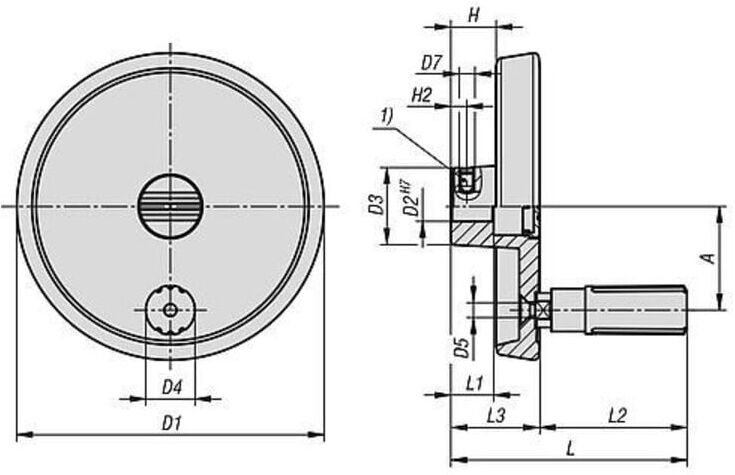 KIPP Handrad D1=125 Form E Aluminium silber Thermoplast (K1521.125122)