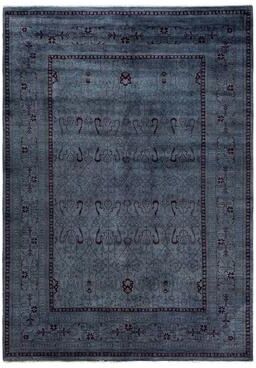 Overton "Fine Vibrance One-of-a-Kind Hand-Knotted Area Rug - Gray, 6' 2"" x 9' 1"" - 6' 2"" x 9' 1"""