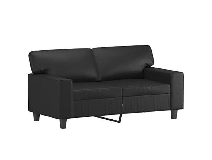 KTHLBRH 3-teiliges Sofaset aus schwarzem Kunstleder 2-Sitzer-Sofas, Fußstützen, 4 Kissen, Metallrahmen, einfache Reinigung