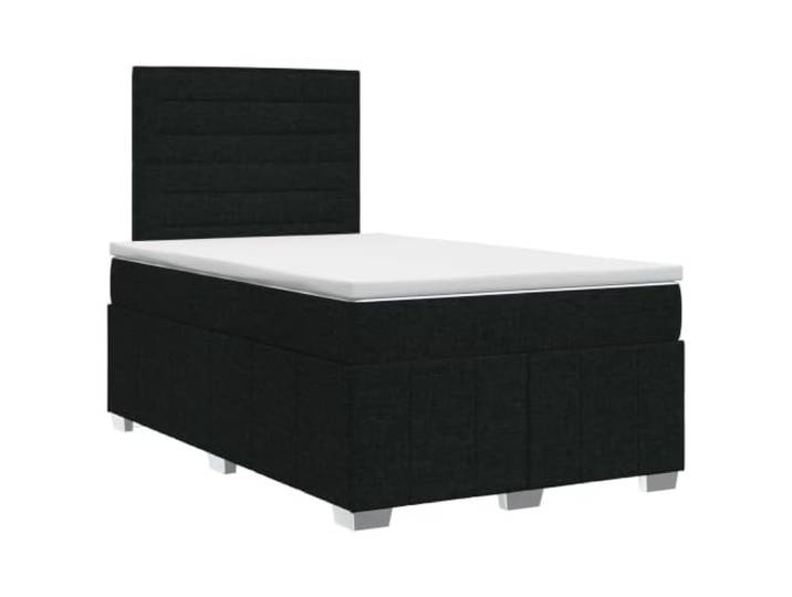RJPLMFV Boxspringbett mit Matratze, Schwarz, 120 x 200 cm, Stoff Kopfteil verstellbar, Taschenfedern, Reißverschluss, Technikholz