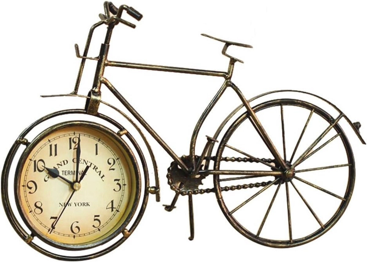 Vintage Fiets Klok Ornament - Stille Digitale Tafelklok voor Volwassenen