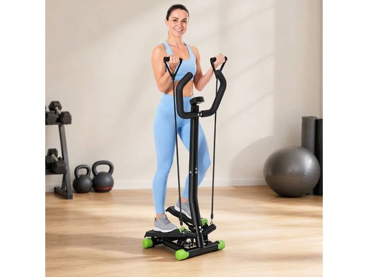 HOMCOM Stepper avec Guidon et Compteur Noir Vert