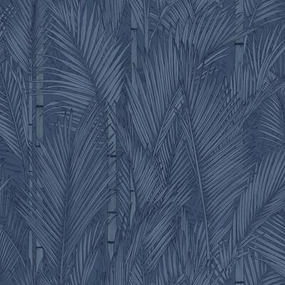 RoomMates Navy Swaying Fronds Peel and Stick Wallpaper
