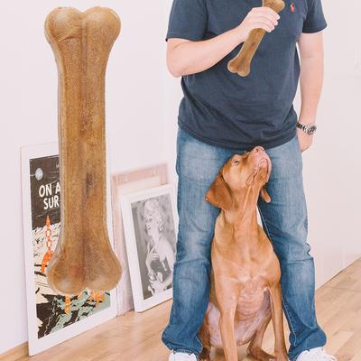 The Handy Homestead Leather Chew Bone Dog Toy For Teething And Dental Care Leather Chew Bone Dog Toy For Teething And Dental Care