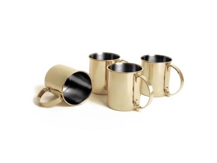 ECHTWERK Ensemble de 4 gobelets en cuivre\, verres en acier inoxydable incassables\, ensemble de cocktails\, pour le gin\, la vodka et les boissons froides\, édition or\, 1000 ml