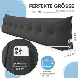 Aktivshop, Sitzkissen, Bett- und Rückenstützkissen >Anthrazit< 200cm (200 x 19 cm)