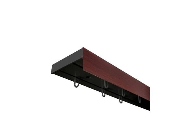SN Deco Vorhangschiene SH 2-läufig Mahagoni Blende 5cm, Schwarz, 120cm