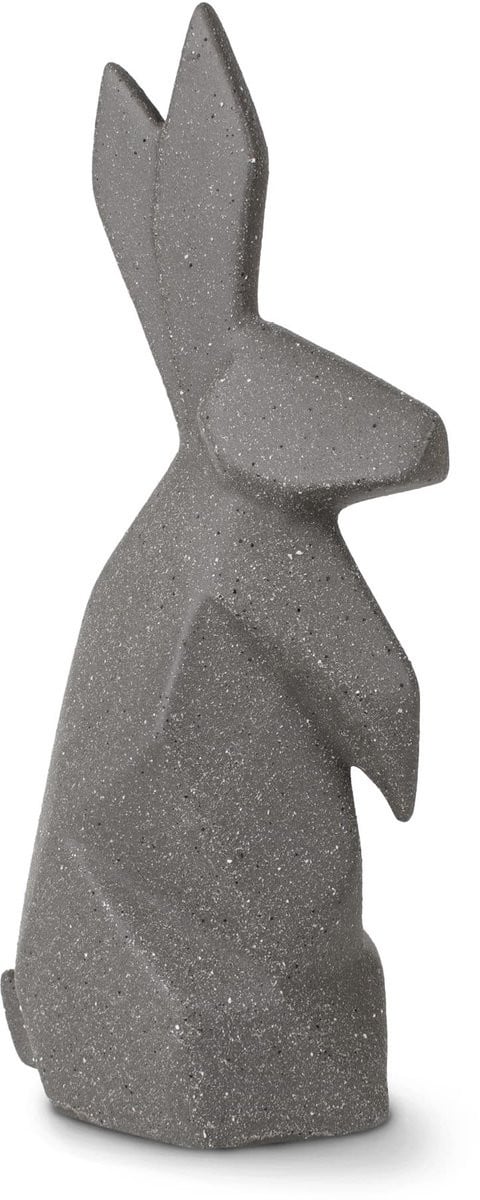 Dailygoods Paashaas Beeld Handgemaakt - Antraciet Keramisch Konijn - Hoogte: 28 cm