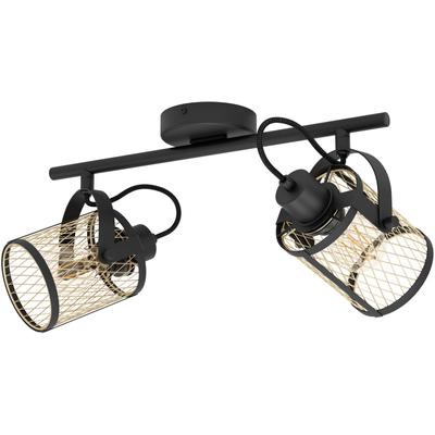 EGLO Deckenspot "DELLOW Spotlampe - Stahl - E27 - 2X40W - IP20", schwarz, 2, H: 21cm, 1 Stk., Leuchten, Deckenlampe, Deckenstrahler, Strahler, L47,5 x B18 x H21 cm, Deckenspot