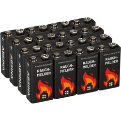 16x Absina Alkaline 6LR61 9V Block Batterie - passend für Rauchmelder, Messgeräte & Audio